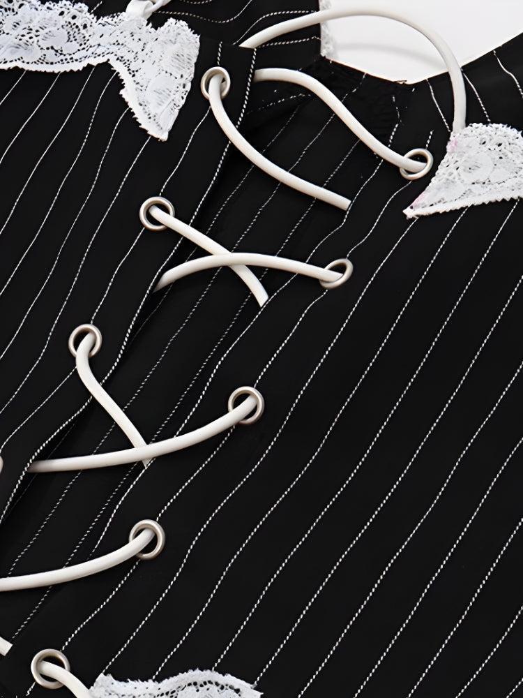 Striped Lace Trim Corset Top Striped Lace Trim Corset Top