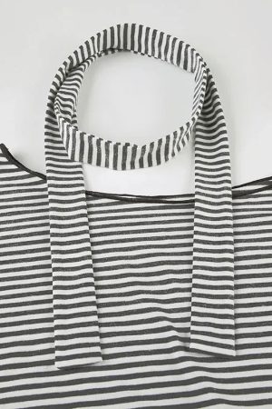 Striped Neck Tie Top
