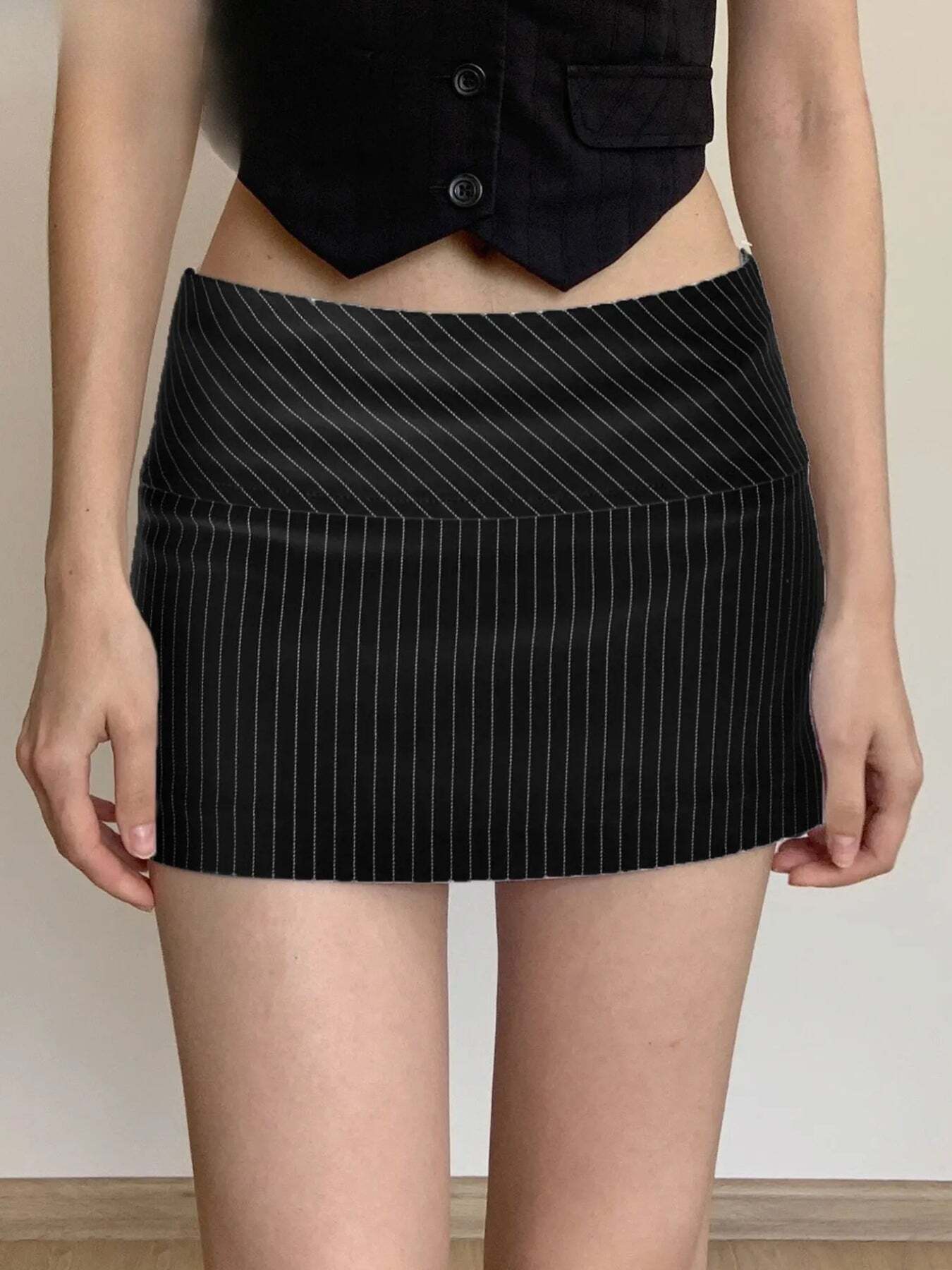 Striped Office Mini Skirt Striped Office Mini Skirt