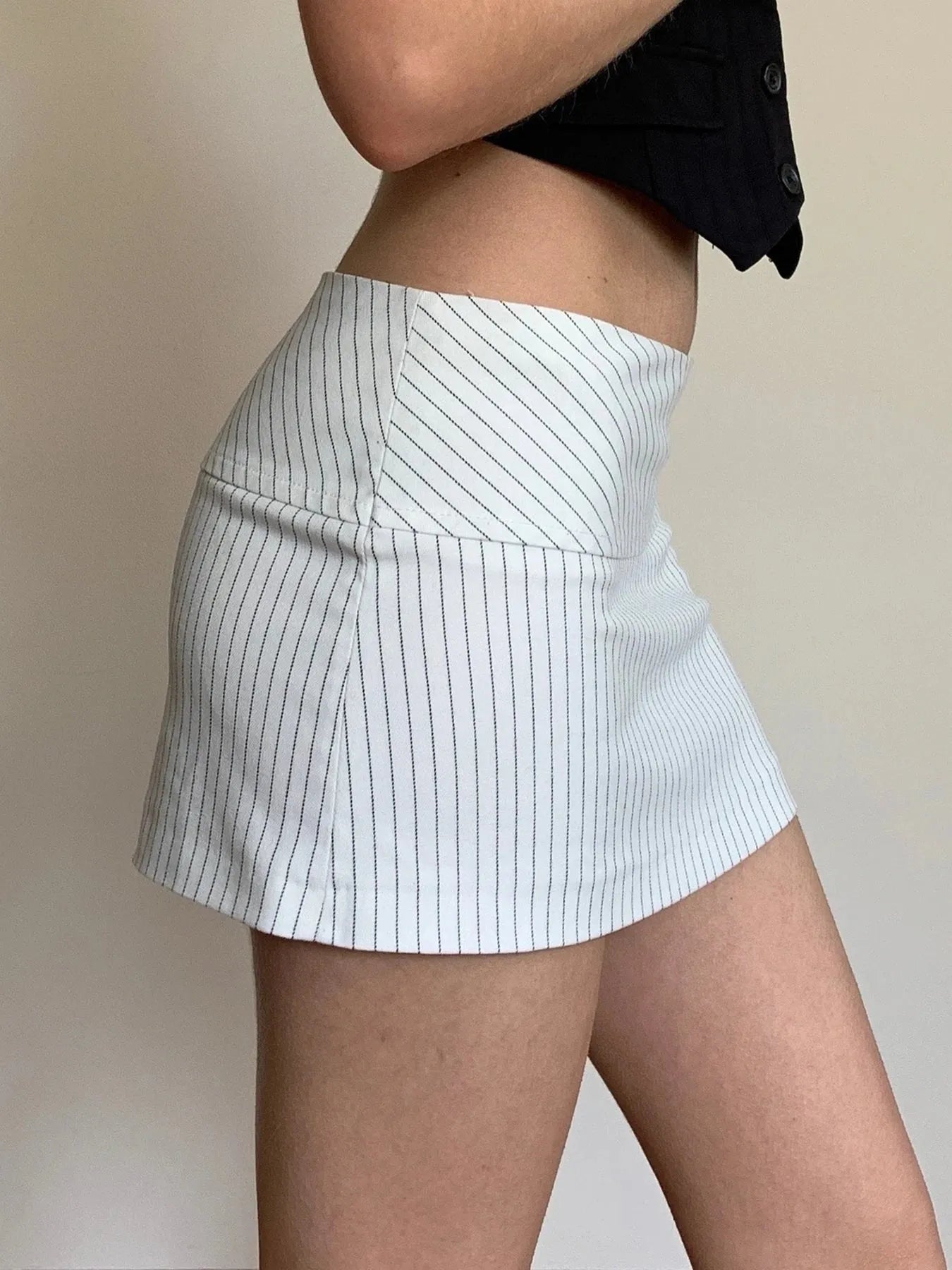 Striped Office Mini Skirt Striped Office Mini Skirt