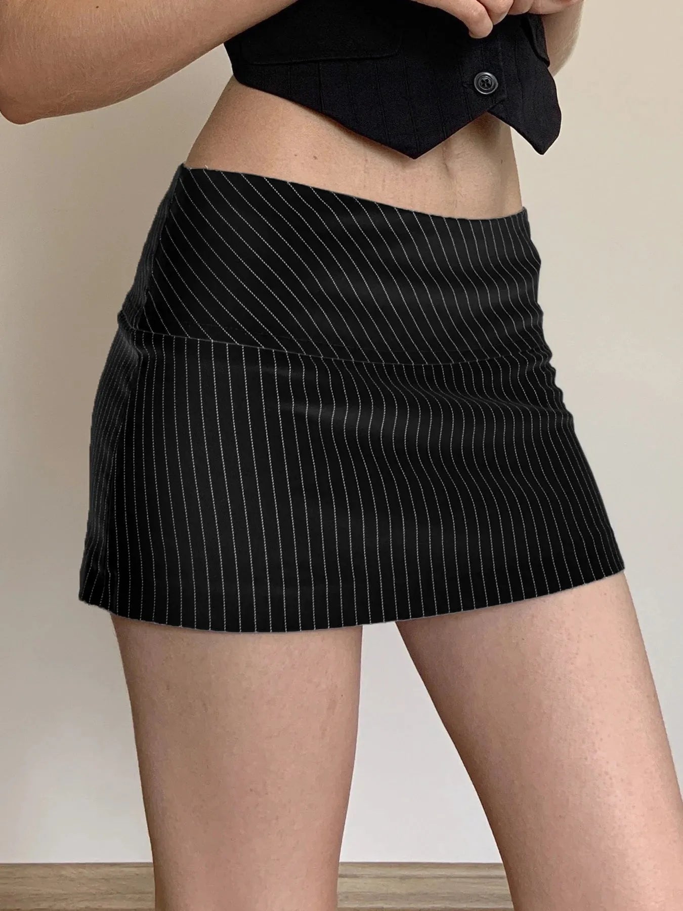 Striped Office Mini Skirt Striped Office Mini Skirt