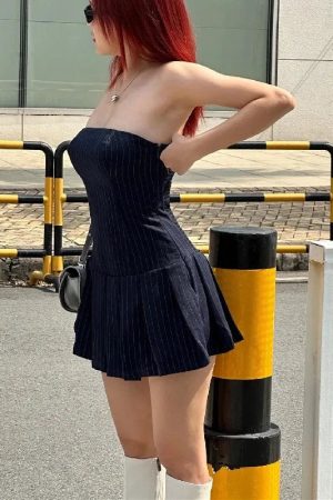 Striped Strapless Mini Dress