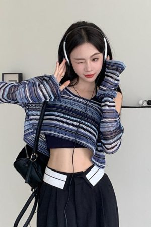 Striped Wide Neck Crop Sweater