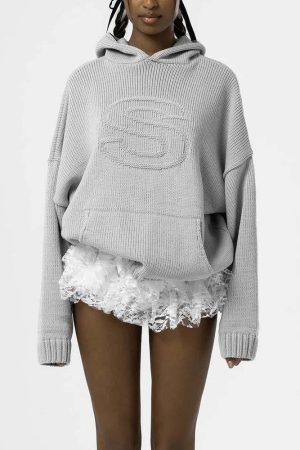 Tall Embroidered Knitted Hoodie