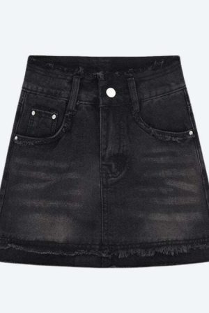 Tasseled Denim Mini Skort