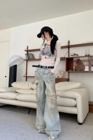 Text Print Sheer Mesh Top