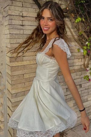 Tie-Back Lace Mini Dress