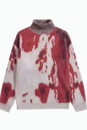 Tie Dye Turtle Neck Knitted Sweater