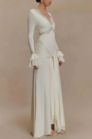 Tie Front Draped Maxi Dress