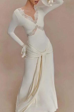 Tie Front Draped Maxi Dress