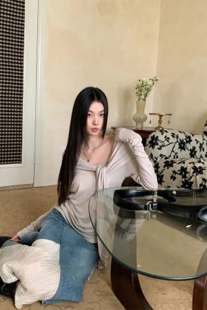 Tie Front One Shoulder Top