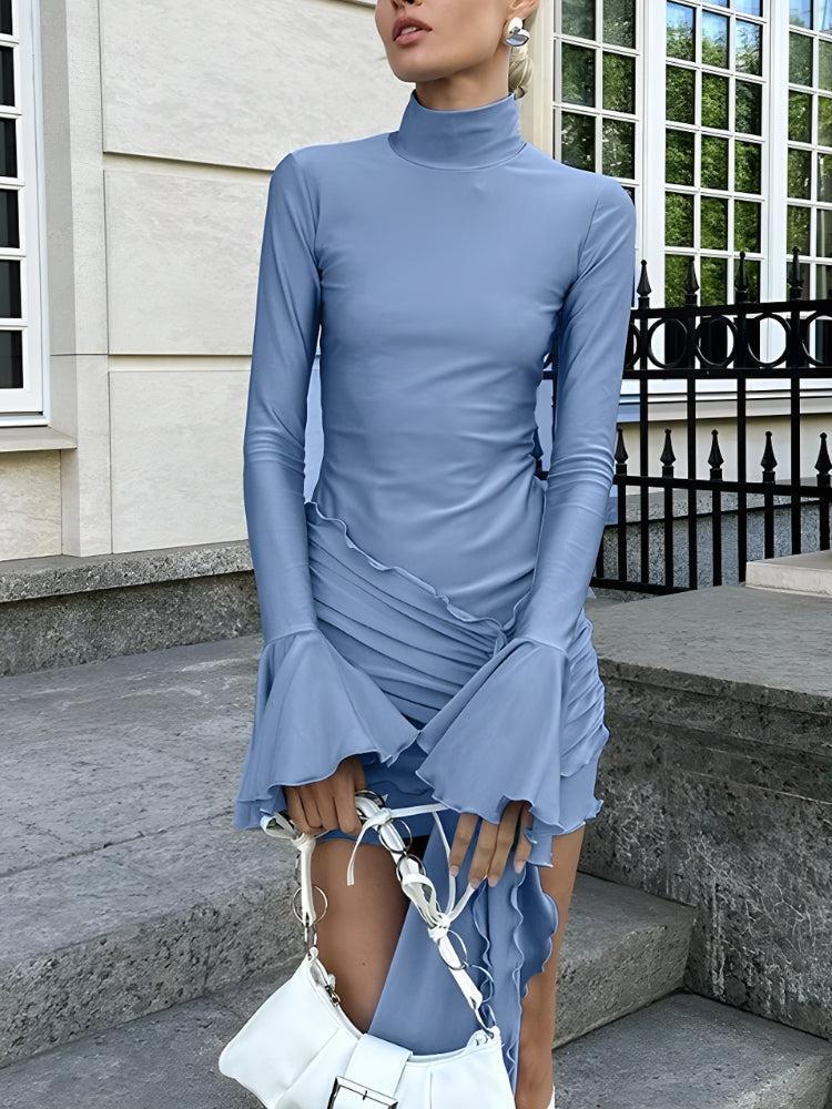 Tie Front Turtleneck Mini Dress Tie Front Turtleneck Mini Dress