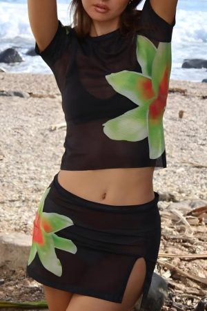 Tropical Top & Mini Skirt Two Piece Set