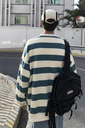 Unisex Embroidered Striped Sweatshirt