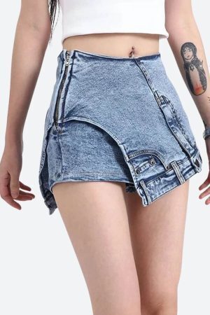 Upside Down Denim Mini Shorts