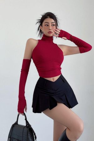 V-Shaped College Mini Skirt