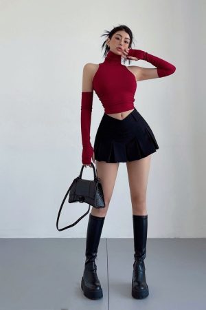 V-Shaped College Mini Skirt