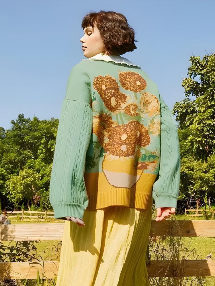 Van Gogh Sunflowers Cardigan Van Gogh Sunflowers Cardigan