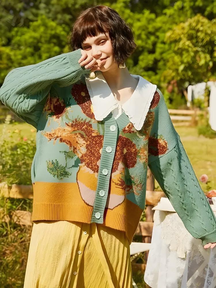 Van Gogh Sunflowers Cardigan Van Gogh Sunflowers Cardigan