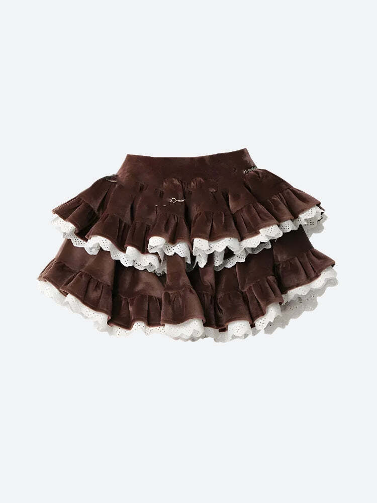 Velvet Ruffle Layered Mini Skirt Velvet Ruffle Layered Mini Skirt