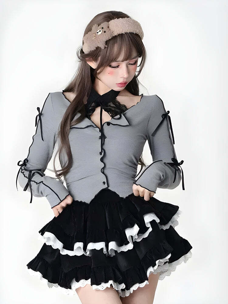 Velvet Ruffle Layered Mini Skirt Velvet Ruffle Layered Mini Skirt