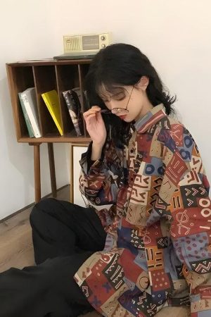 Vintage Abstract Designed Shirt