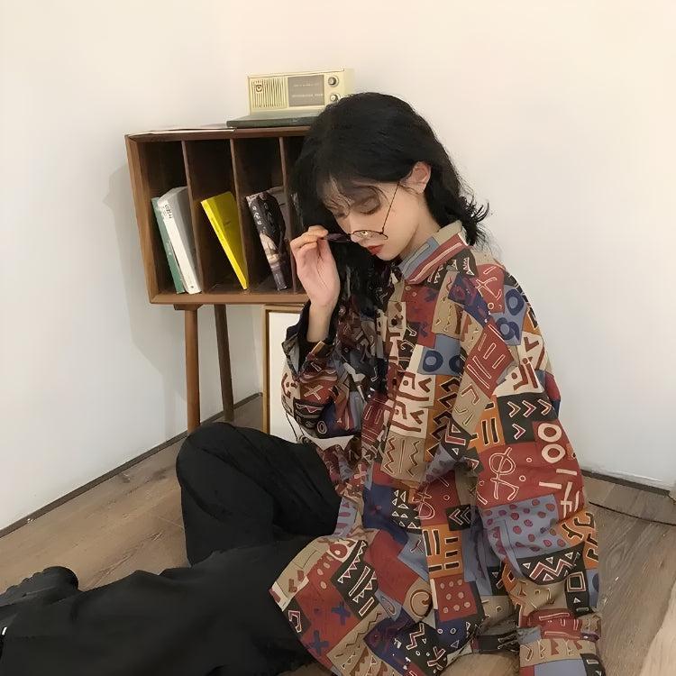 Vintage Abstract Designed Shirt Vintage Abstract Designed Shirt