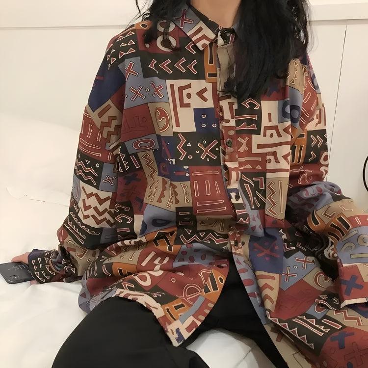 Vintage Abstract Designed Shirt Vintage Abstract Designed Shirt