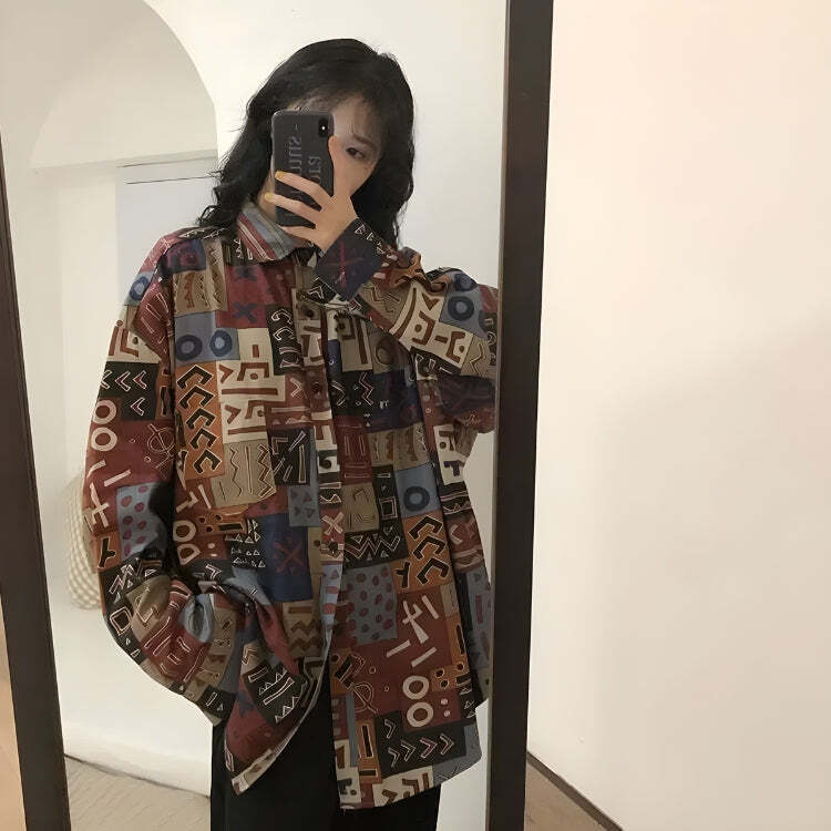 Vintage Abstract Designed Shirt Vintage Abstract Designed Shirt