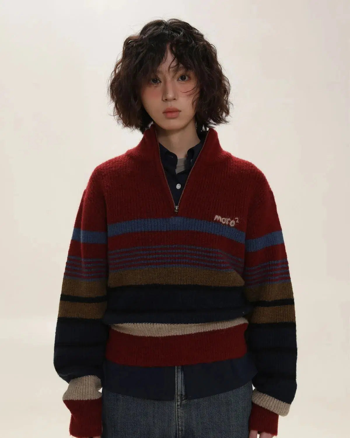 Vintage Aesthetic Knitted Zip Sweater Vintage Aesthetic Knitted Zip Sweater