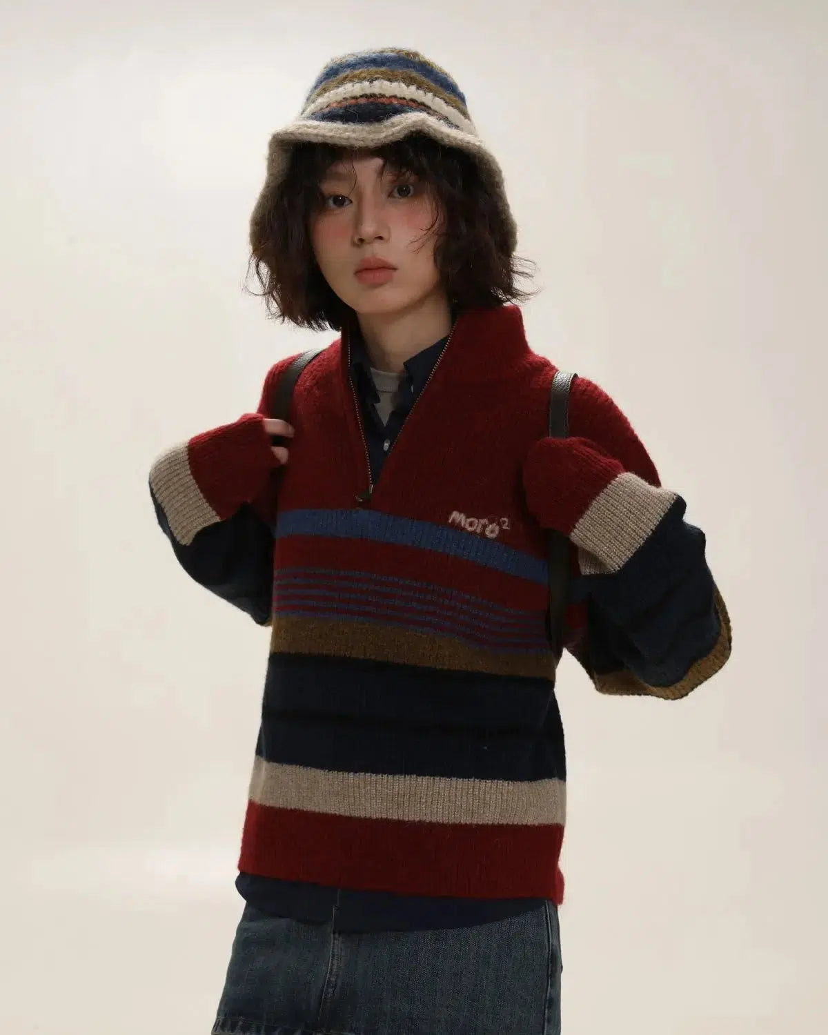 Vintage Aesthetic Knitted Zip Sweater Vintage Aesthetic Knitted Zip Sweater