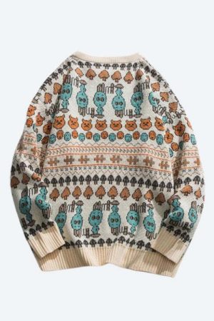 Vintage Animal Figures Knitted Sweater