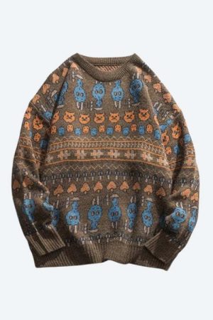 Vintage Animal Figures Knitted Sweater