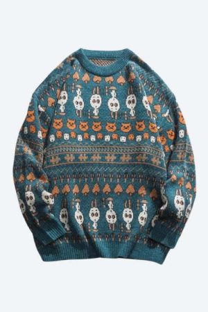 Vintage Animal Figures Knitted Sweater