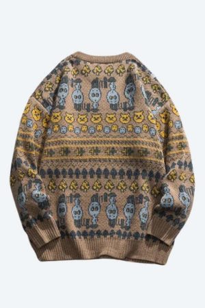 Vintage Animal Figures Knitted Sweater