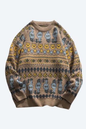 Vintage Animal Figures Knitted Sweater