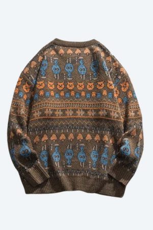 Vintage Animal Figures Knitted Sweater