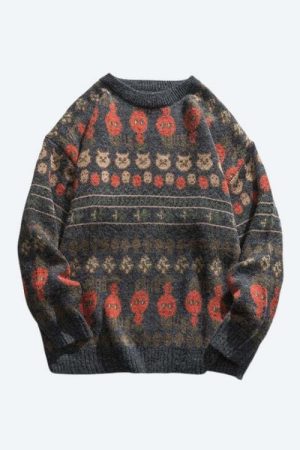 Vintage Animal Figures Knitted Sweater