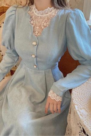 Vintage Balloon Sleeve Maxi Dress