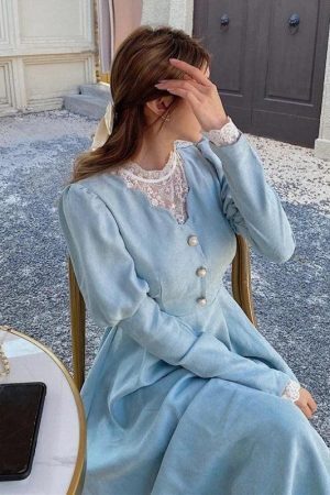 Vintage Balloon Sleeve Maxi Dress