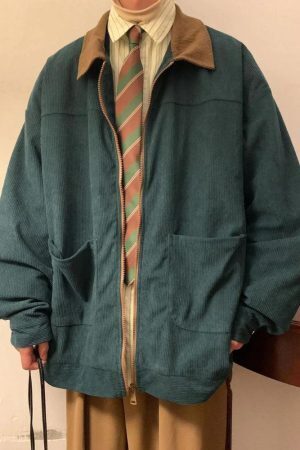 Vintage Corduroy Contrast Color Jacket