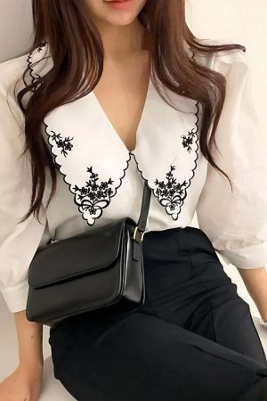 Vintage Embroidered Collar Shirt