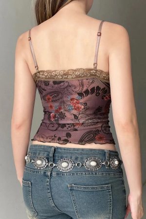 Vintage Floral Lace Trim Top