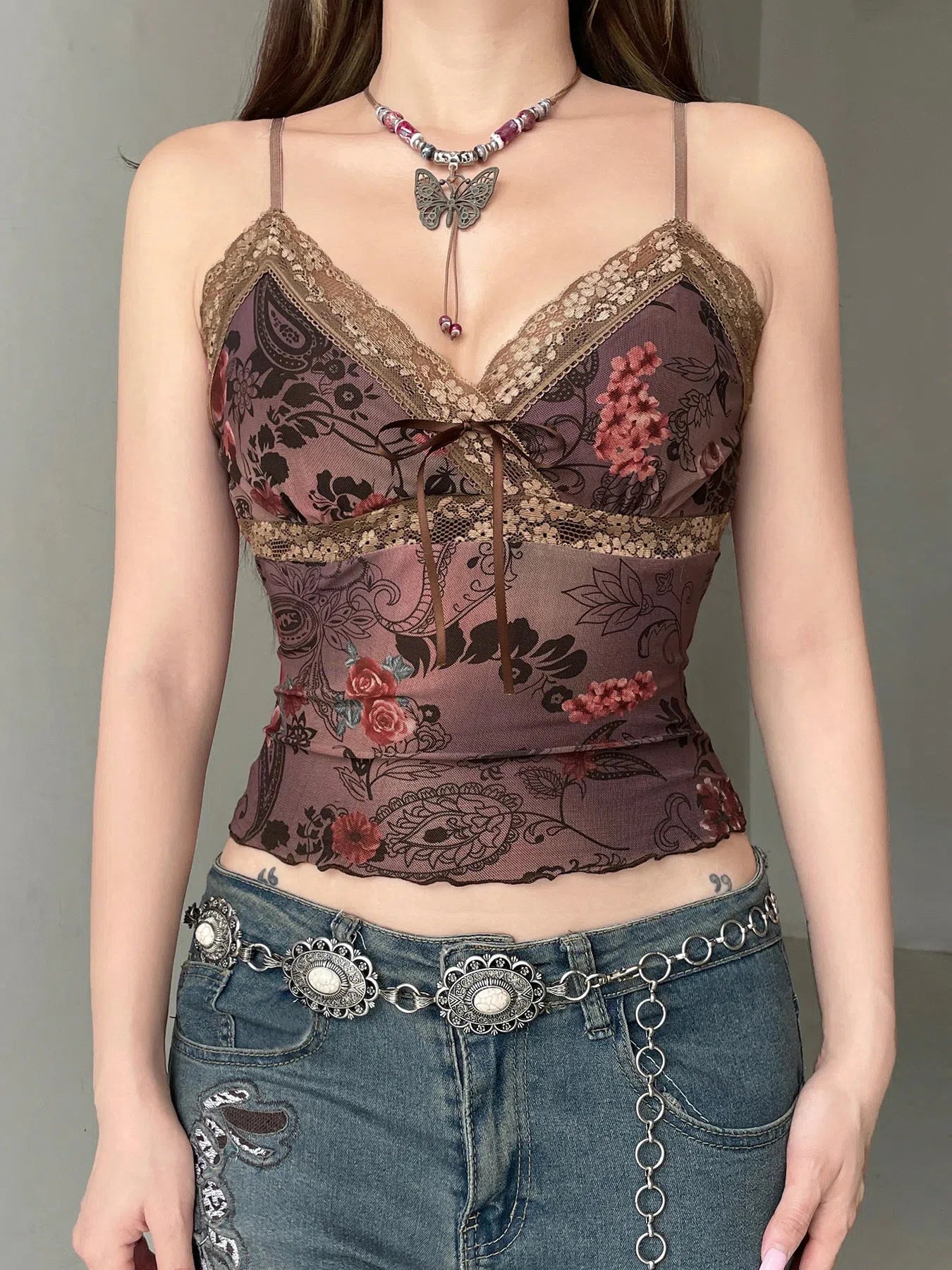 Vintage Floral Lace Trim Top Vintage Floral Lace Trim Top