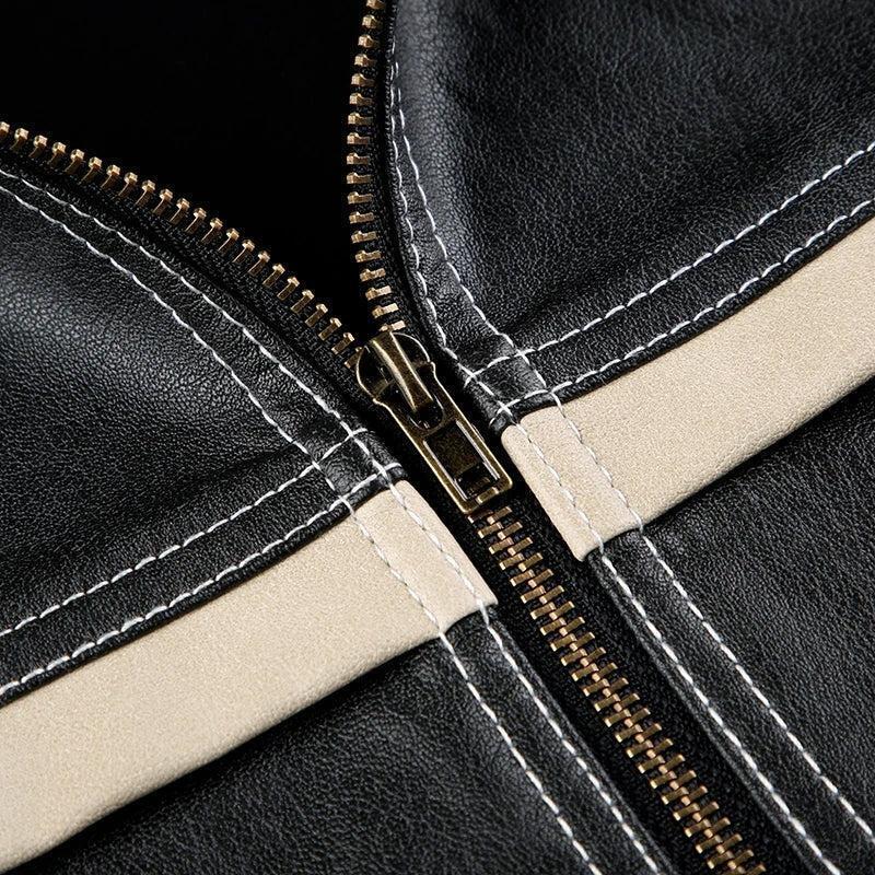 Vintage Grunge Biker Zip-Up Faux Leather Jacket Vintage Grunge Biker Zip-Up Faux Leather Jacket