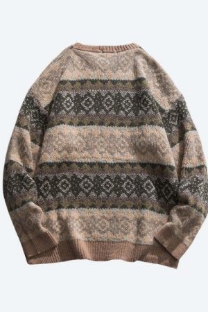 Vintage Jacquard Knitted Sweater