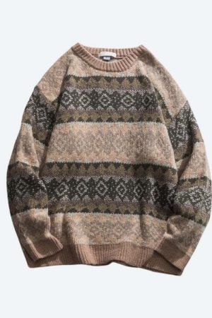 Vintage Jacquard Knitted Sweater