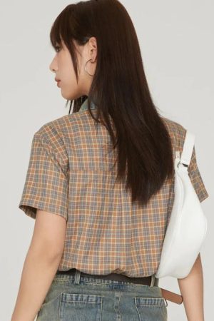 Vintage Plaid Crop Shirt