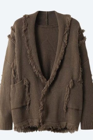Vintage Pockets Tasseled Knitted Cardigan