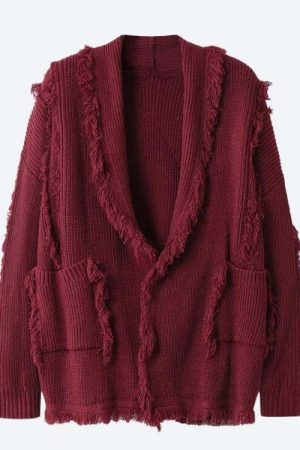 Vintage Pockets Tasseled Knitted Cardigan